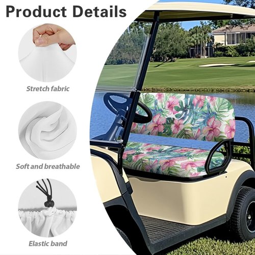 Yuyamidu Tropical Flowers Golf Cart Seat Covers Set of 2 Breathable Golf Blanket Protector Anti-Slip Front Seat Cushion Back Seat Universal Golf Accessories Suitable for EZGO Club Car