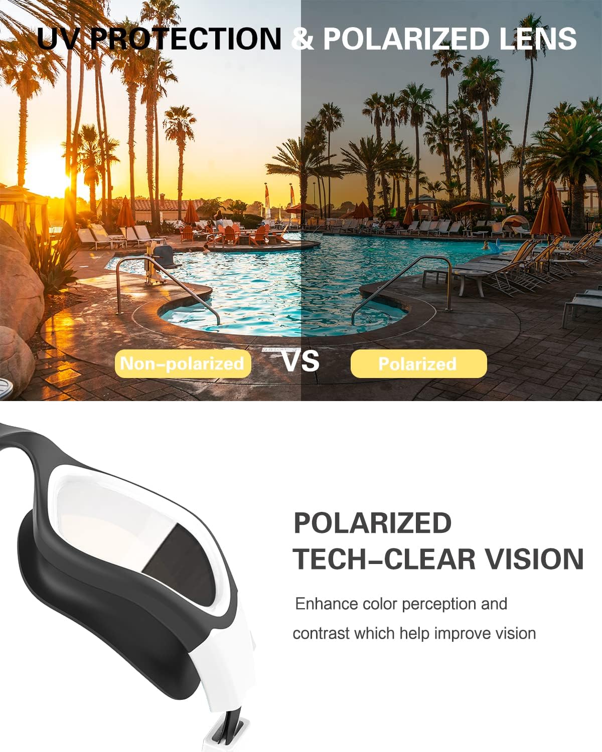 Skiennix Swim Goggles - Polarized Anti-Fog UV Protection for Men & Women | Comfortable Fit