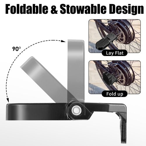 Afcabakila 2Pcs Bicycle Pegs, Aluminum Alloy Foot Pegs for E-Bike & Mountain Bike, 4.3 x 1.8 Inch Non-Slip Passenger Peg for Road Bike & BMX Accessories, Folding Rear Pedals, Durable, Space-Saving