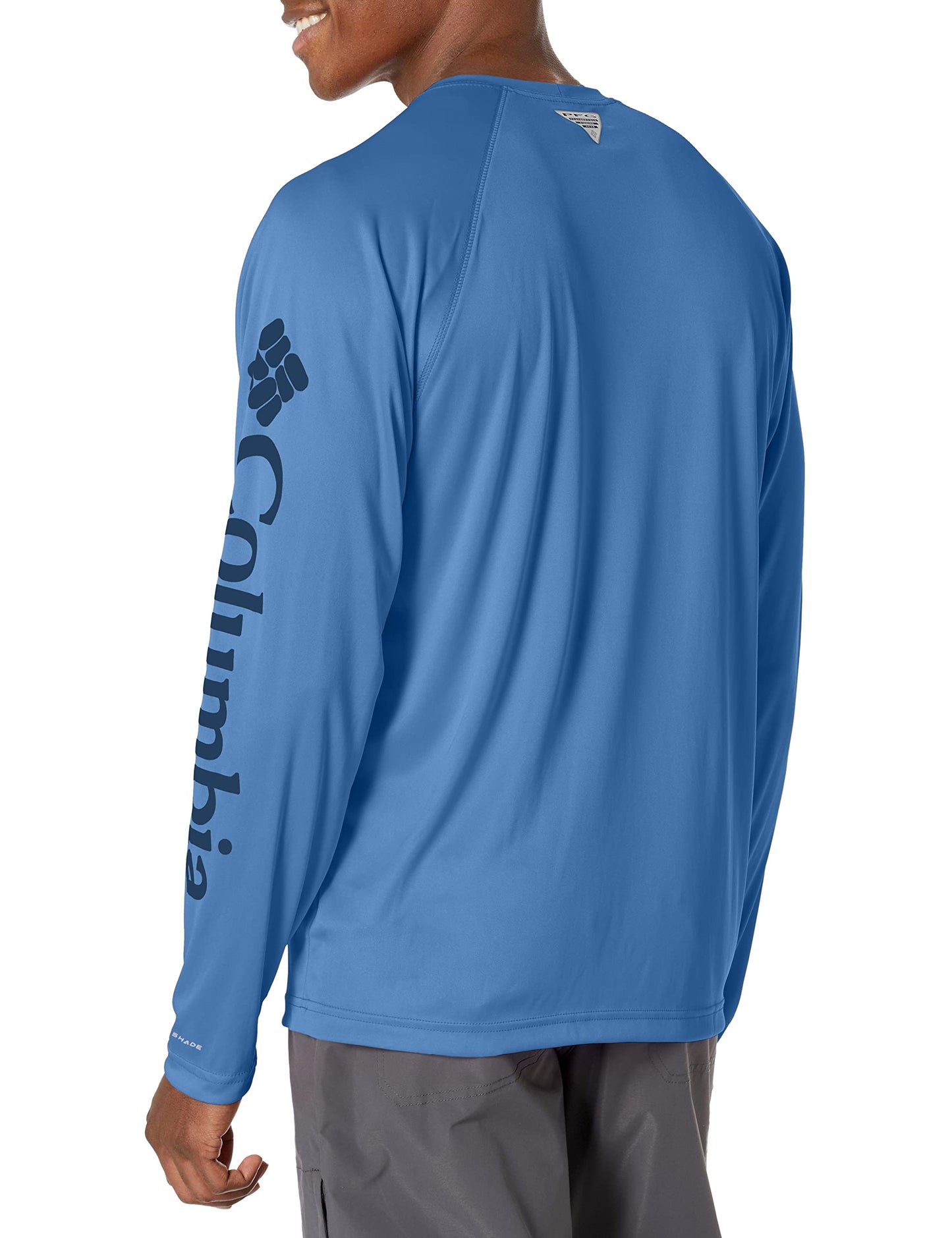 Columbia Men's Terminal Tackle Long Sleeve Shirt, Violet Sea/Carbon Logo, 4X Tall