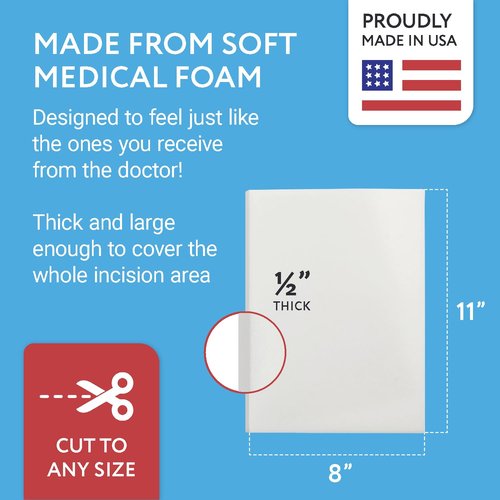 IMPRESA Liposuction Foam Pads - 3-Pack - White - 8 x 11 x 0.5 in - for Abdominal Binder Post Surgery - Even Pressure for Liposuction Compression Garments - Custom Fit for Tummy Tuck Recovery