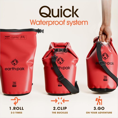 Earth Pak Waterproof Dry Bag - Roll Top Backpack Keeps Gear Dry | Includes Waterproof Phone Case