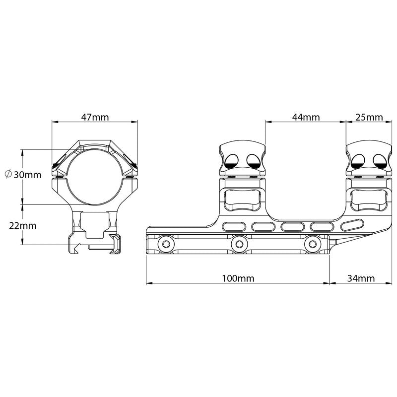 UTG Leapers AIR32234 Inc Accu-Sync Offset Picatinny Rings, 30mm High Profile, 34mm, Matte Black