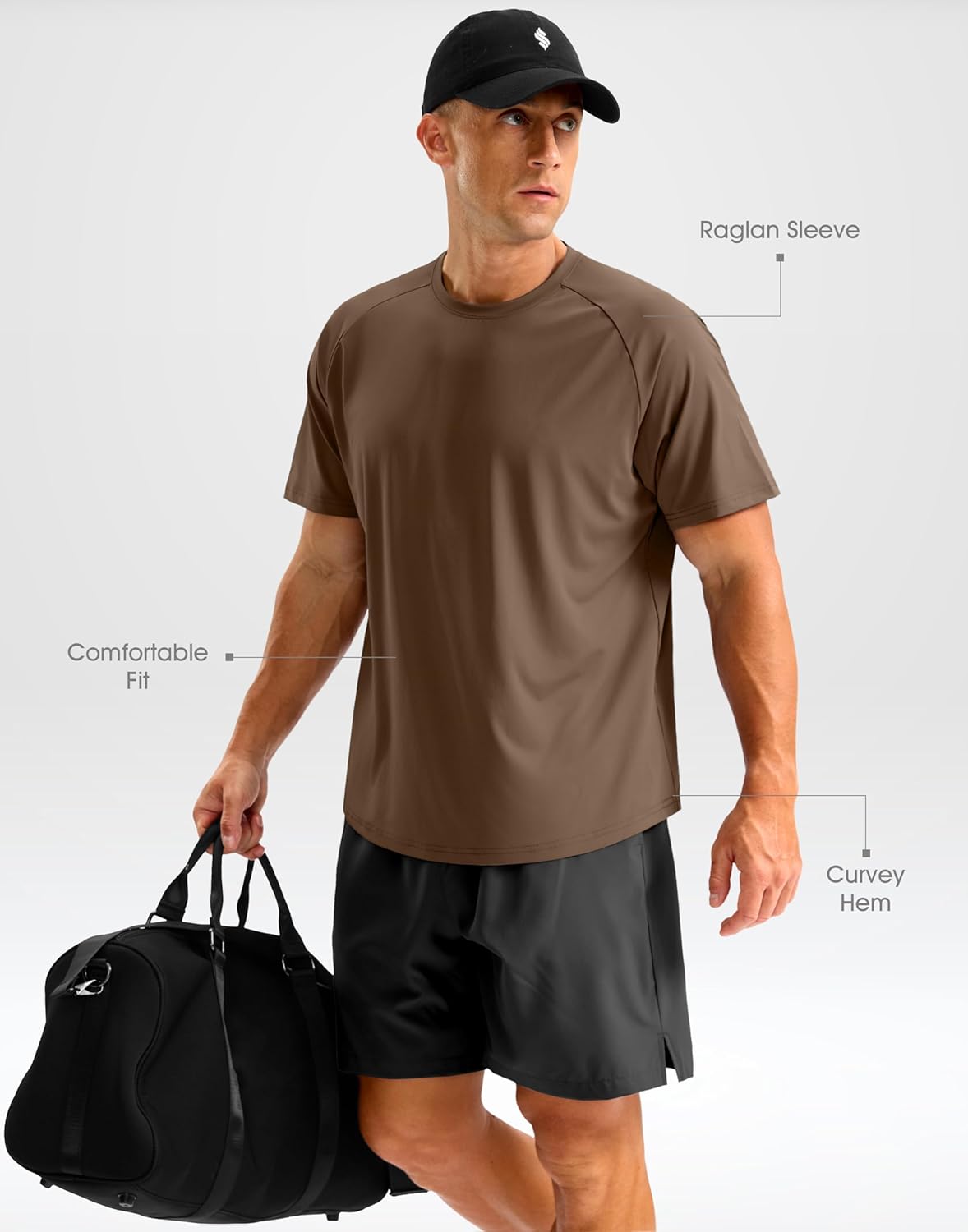 Soothfeel Men's Quick-Dry Athletic Running Shirts - Short Sleeve Moisture-Wicking Gym Tees