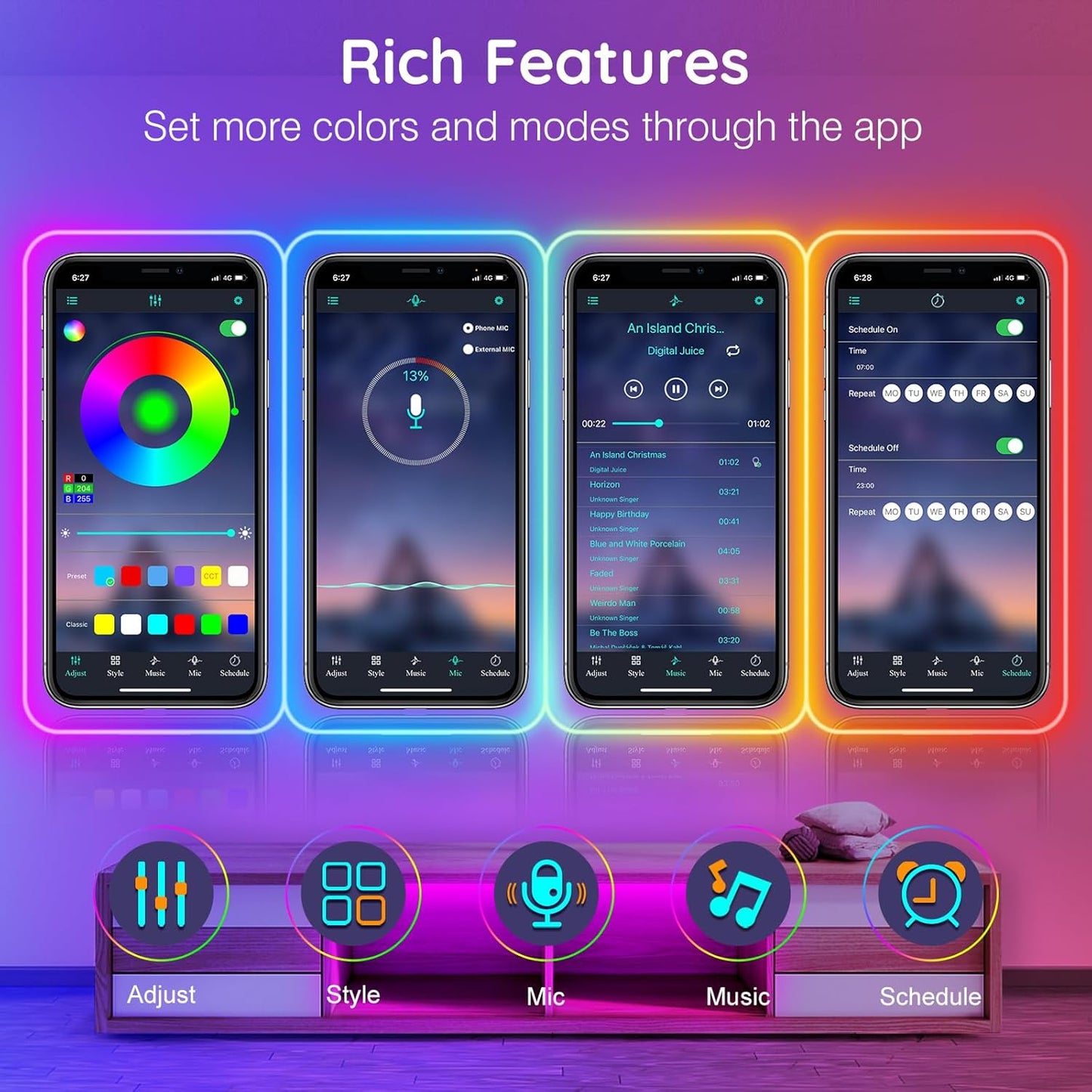 60FT SINLEY LED Neon Rope Lights - App/Remote Control, Waterproof RGB for Indoor/Outdoor Use