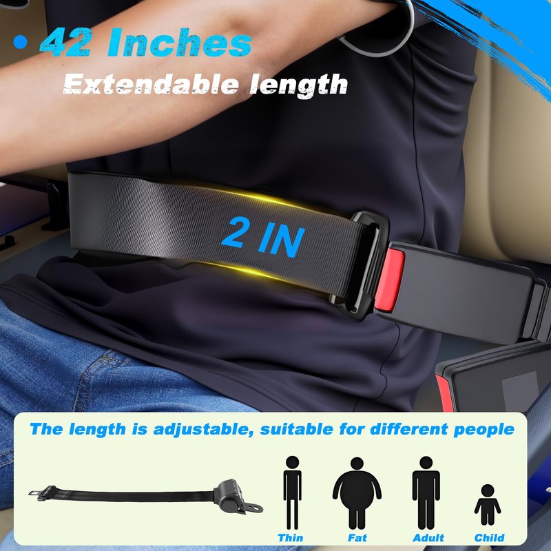 Mixopoly 4 Passenger Golf Cart Seat Belt Bracket Kit Universal for Yamaha, EZGO, Club Car Golf Cart with 2+2 Flip Rear Seat, Retractable Seatbelts Max Length 42 Inches