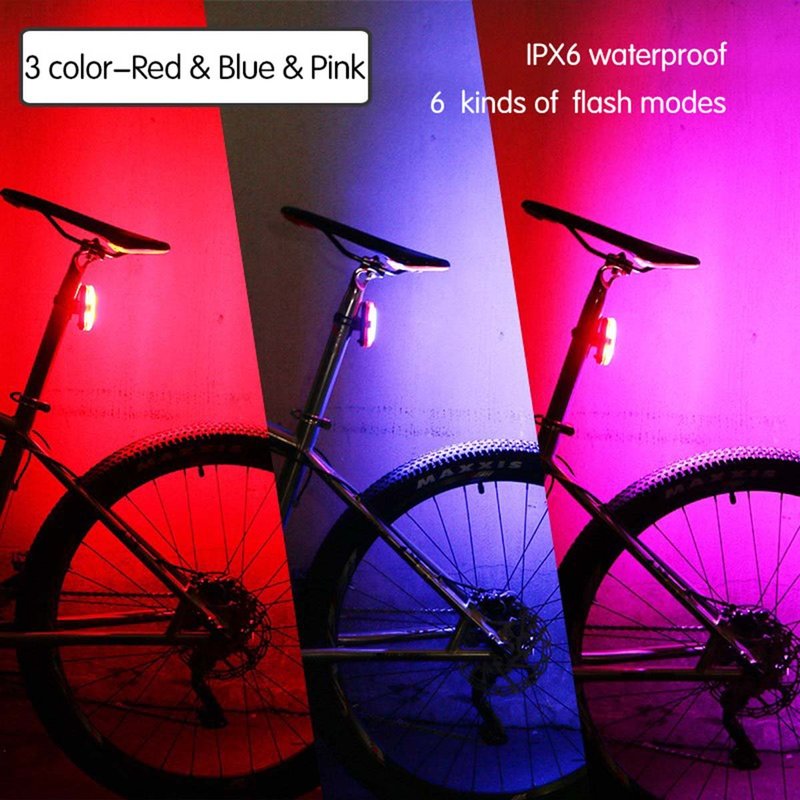 USB Rechargeable Bicycle Led Light Rear,Safety Cycling 3colors Super Bright Taillights Lightweight,IPX6 Waterproof Long Run-time,Shock-Resistant 1-Pack
