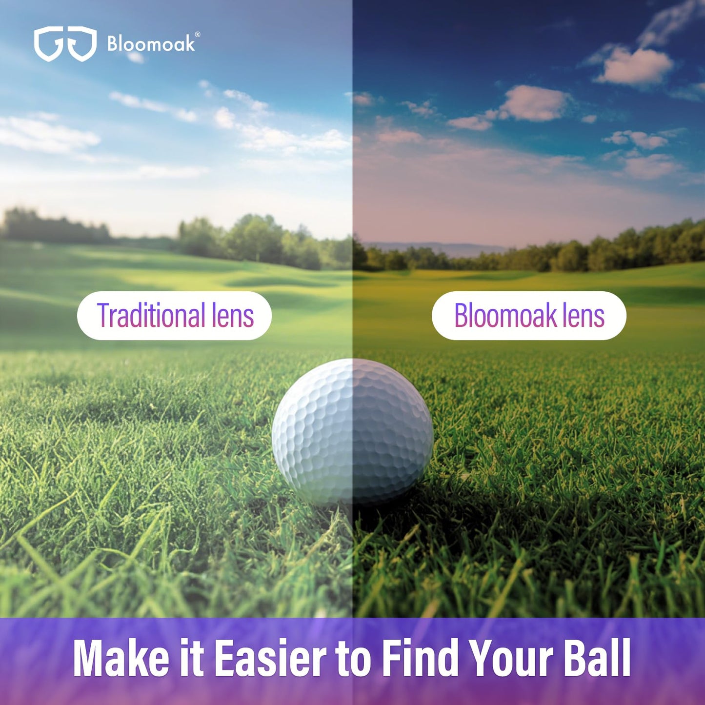 Bloomoak Sport Golf Sunglasses,Wrap UV400 Protection/Vented Frame Prevent Fogging/Superior Visual Clarity to Find Ball (Rose - 24% Light Transmission for)