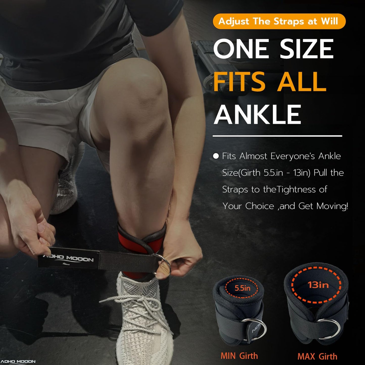 AOHO MOOON Ankle Strap (1 Pieces) for Cable Machine Women - Gym Workout Leg Strap, Premium Padding Ankle Cuffs, Glute Kickback Exercises Equipment, Pulley Attachment, One Size Fit All