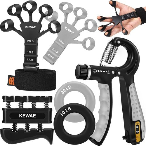 Grip Strength Trainer Kit - 6 Pack Hand Grip Strengthener & Finger Exerciser for Muscle Building & Recovery
