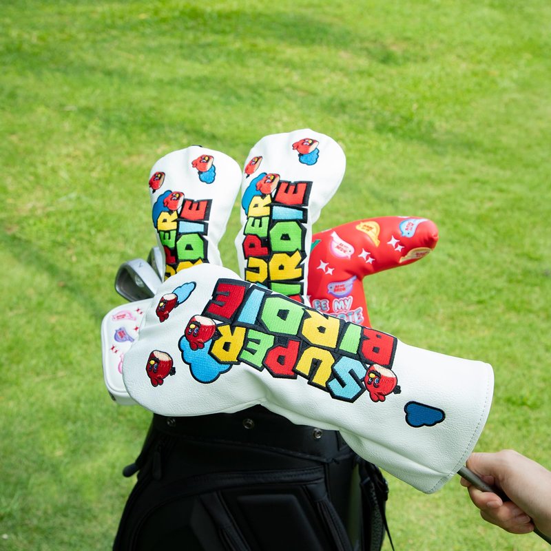 Golf Club Head Covers, Super Birdie Design Golf Driver Covers, Fairway Wood and Hybrid Head Covers with Interchangeable Tags, Premium PU Leather Golf Club Covers(Hybrid)
