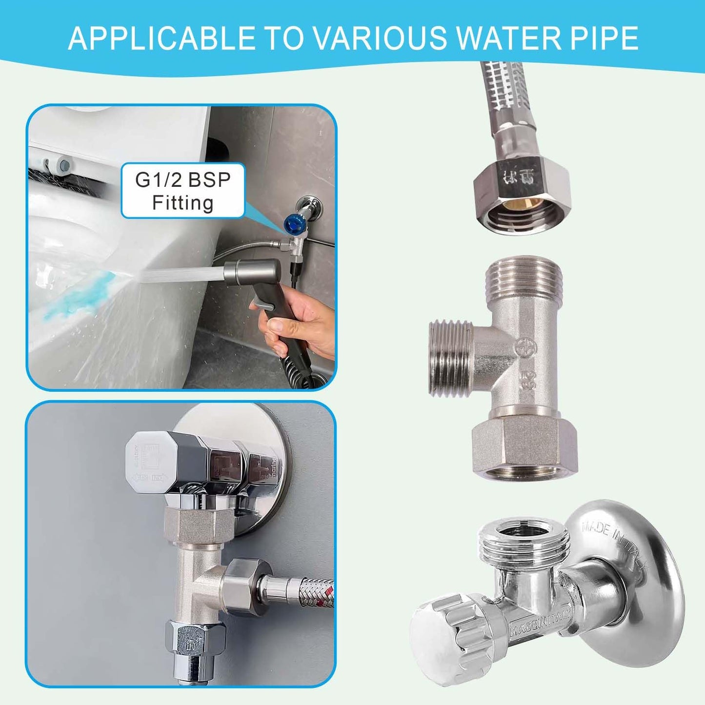 XNTONG – G1/2" BSP Tee Fitting, 3-Way Chrome-Plated Brass Connector, G1/2 Male x Male x Female Threads, Shower Arm Splitter for Handheld Showerhead, Bidet T Adapter, Includes Washer and PTFE Tape