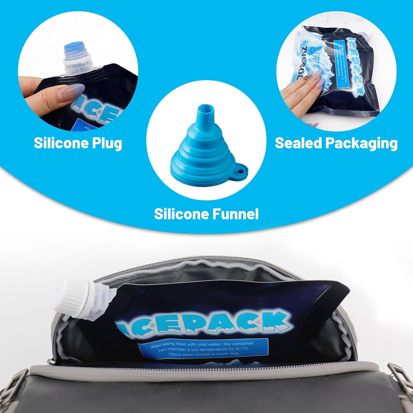 Reusable Ice Packs for Coolers - 5 Pack Freezable Gel Packs for Lunch Box, Camping & Medical Use - Leakproof & Long-Lasting