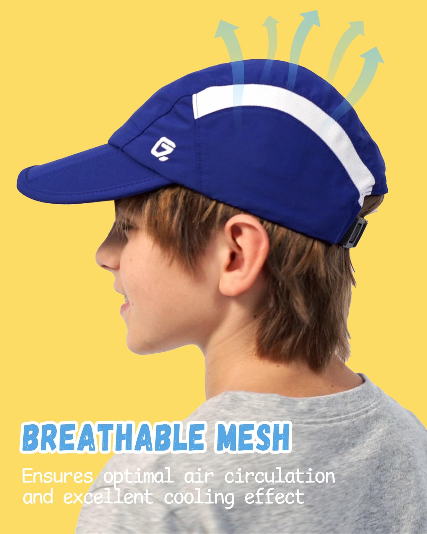 GADIEMKENSD Kids Hat, Foldable Toddler Baseball Cap, UPF50+ Sun Protection, Lightweight and Breathable, Quick Drying and Cool, Suitable for Boys or Girls 4-9T Blue