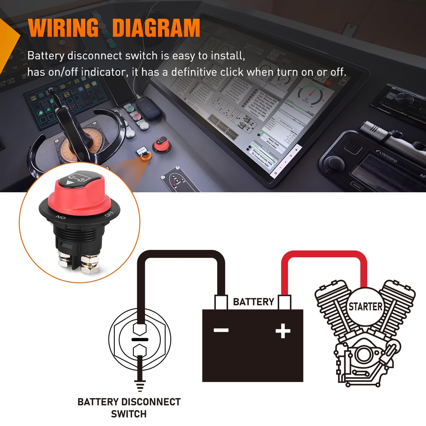 Nilight 100A Battery Disconnect Switch - Waterproof Master Isolator for 12V-48V Marine, RV, Car, ATV | 2-Year Warranty