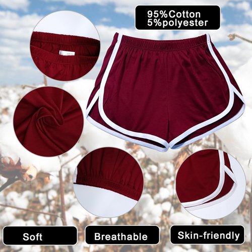 Cameway Women's Cotton Yoga Shorts - 4 Pack of Summer Athletic Sport Shorts for Cycling & Hiking