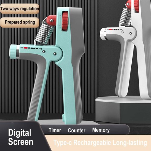 Hand Grips for Strength Training, 10-132LBS Grip Strength Trainer with Counter & Timer, Rechargeable Hand Squeezers for Strength Finger Trainer Digital Memory with Prepared Asist-spring, for Fitness Equipment White
