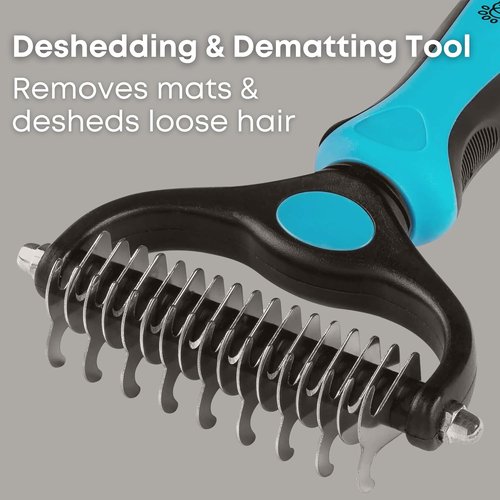 Freshly Bailey Dematting Comb - Safe Deshedding Grooming Tool for Cats & Dogs | Double-Sided Rake