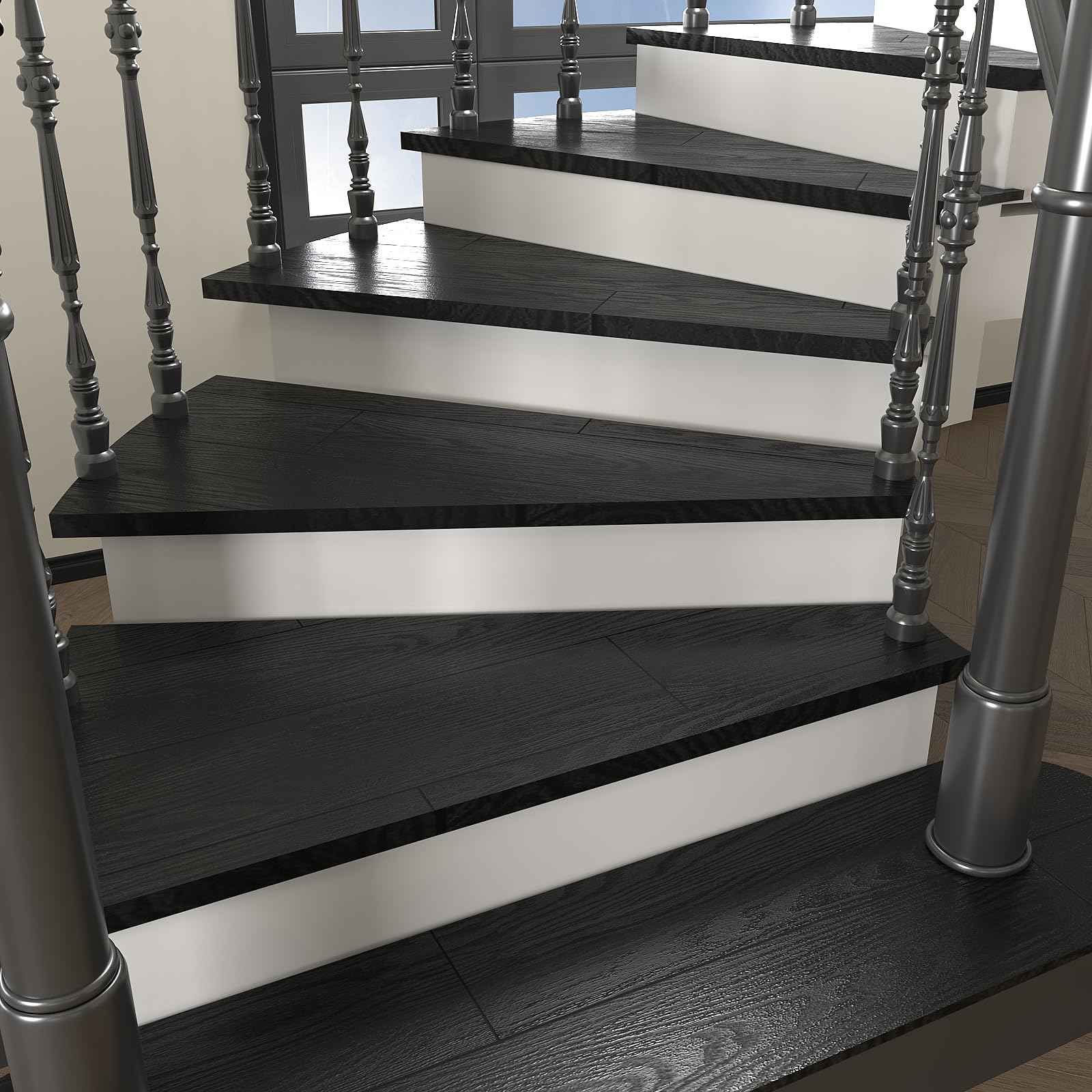 VEELIKE Black Peel and Stick Floor Tile Waterproof Vinyl Plank Flooring with Low Gloss Finish Adhesive Wood Look Flooring 32-Pack 47 Sq. Ft. Sticky Floor Tiles for Bedroom Bathroom Kitchen 6''x36''