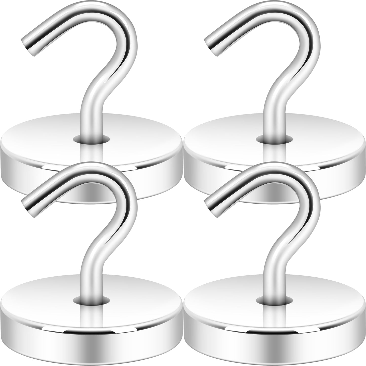 Neosmuk Magnetic Hooks, Heavy Duty 170lb+ Strong Magnets for Cruise Cabins, Ship Essentials, Large Metal Hooks for Hanging on Fridge(Silver,Pack of 4)