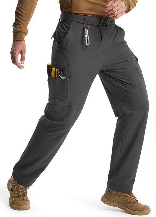 Libin Men's Cargo Pants - Water-Resistant Tactical Hiking Trousers with 9 Pockets | Stretch Fit