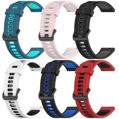 FitTurn 6-Pack Bands Compatible with Cubitt CT4/CT2 Pro Replacement 22mm Soft Silicone Two-colors Sport Strap Wristband Quick Release Watch band for Cubitt CT4/CT2 Pro Smartwatch (SixColors-A)