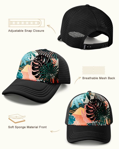 Flafens Women's Trucker Hat – Cute Summer Casual Baseball Caps for Women and Girls Golf Ball Hats with Adjustable Snapback, for Outdoor Sports, Plants
