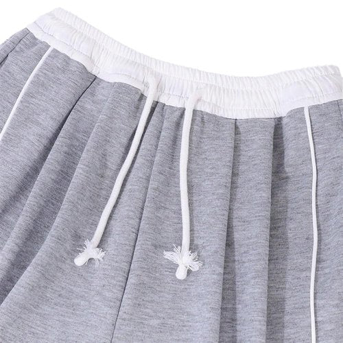 Nivne Tco Tween Girls 2pcs Sweatpants Set Loose Fit Drawstring Waist Baggy Pants Side Line Design Wide Leg Trousers (US, Age, 12 Years, Black+Grey)