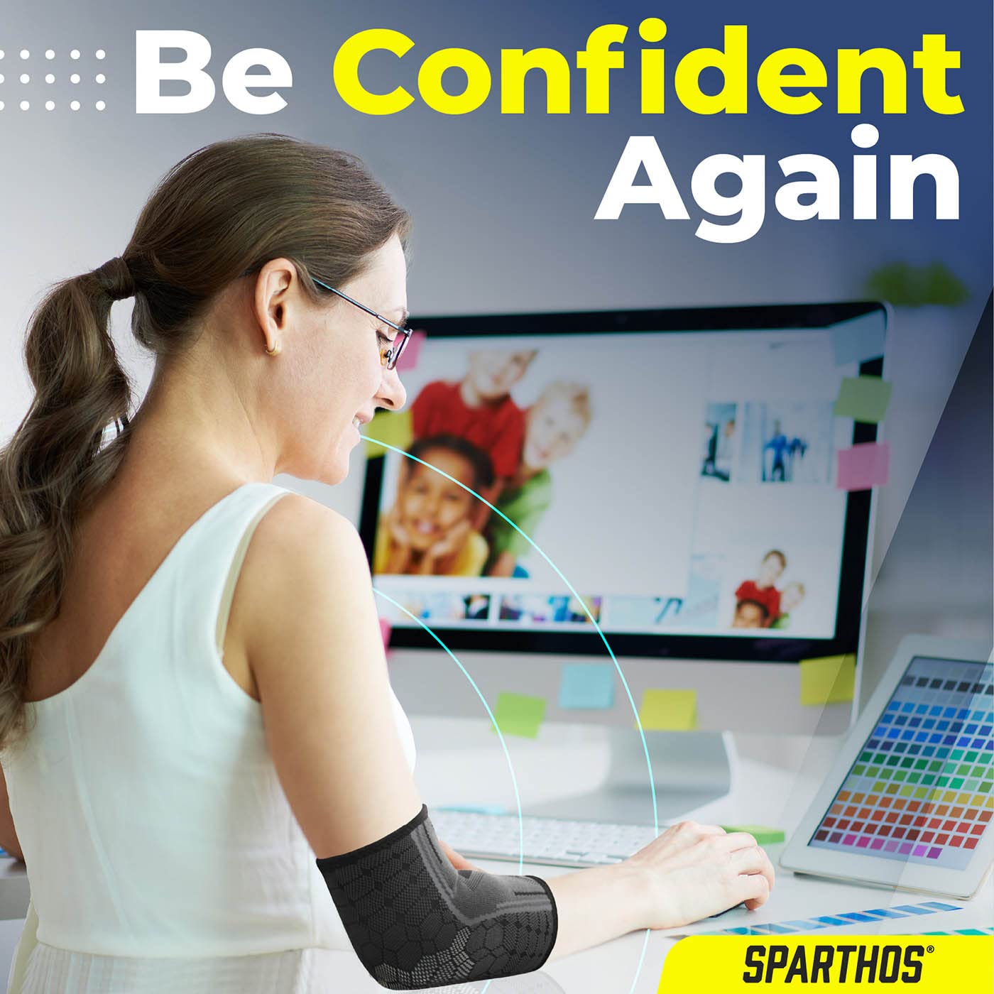 Sparthos Elbow Compression Sleeve (Pair) – Tendonitis Elbow Brace Golfer's Tennis Elbow Support for Men and Women – Arthritis Bursitis Treatment Youth Kids Athletic Sport Basketball (Black-M)