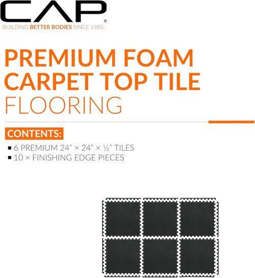 CAP Barbell Interlocking EVA Foam Puzzle Mat Tiles - 24" x 24" x 1/2" | Durable & Colorful Options