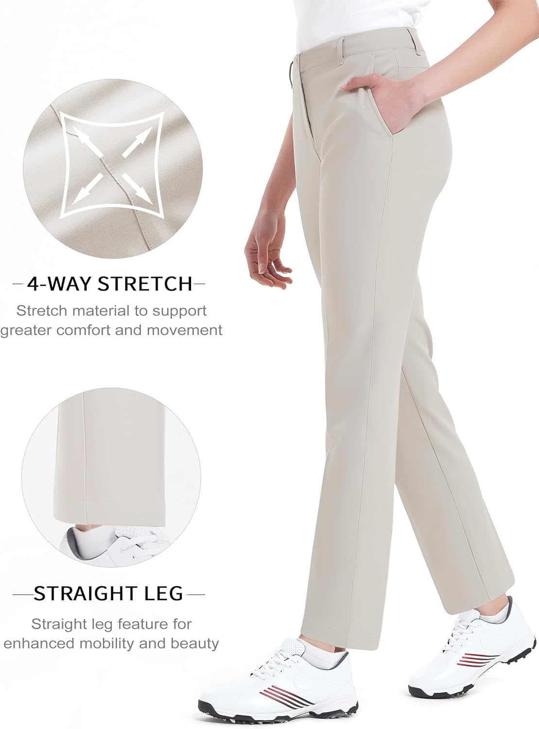 Skiennix Women's Golf Pants - Lightweight Stretch Twill Chino for Comfort & Breathability
