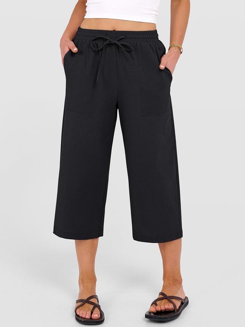 ANRABESS Capris Pants - Women's Casual High Waist Drawstring Trousers for Summer | Loose Fit, Cropped Style