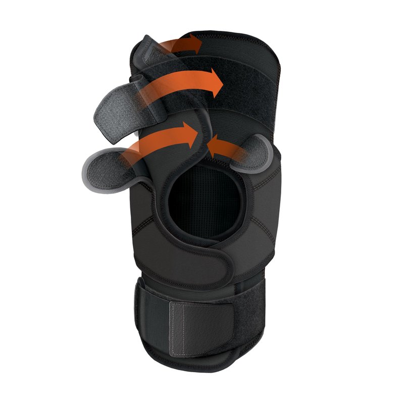 Shock Doctor Knee Brace Wrap, Knee Support for Patella Issues, Injury Recovery, Compression Support for Medial & Lateral Knee Stability, Single, Black, Large