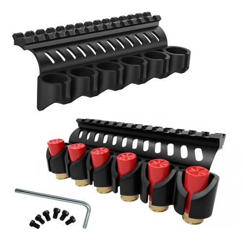 Gotical – Quick Detach Saddle Side 12 Gauge 6 Round Shell Holder Carrier Plate Carrier Kit Mossberg 500/590 Side Saddle & Durable (12 Gauge 6 Round Shell Holder)