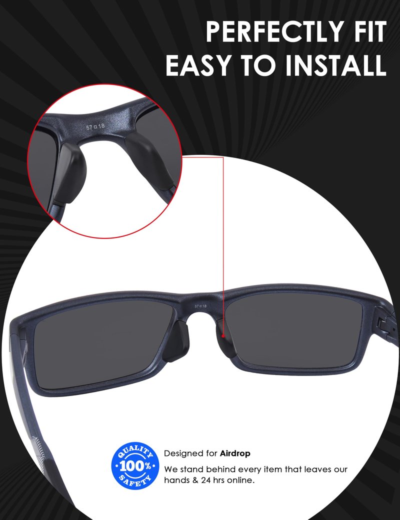 BLAZERBUCK Replacement Nose Piece Pads for Oakley Airdrop OX8046 | OX8065 Sunglass - Asian Fit Black
