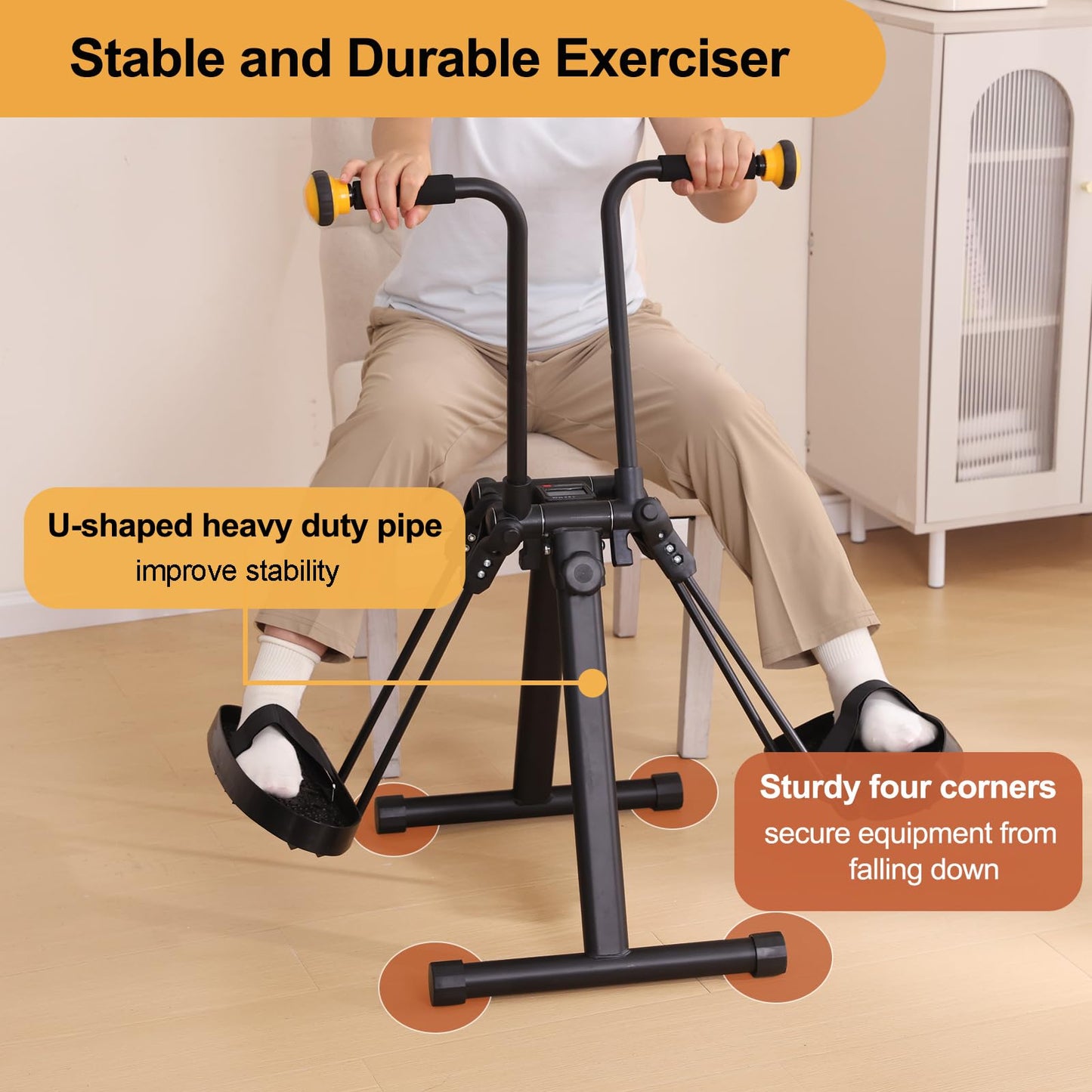 MDODM Pedal Exerciser Bike for Seniors, Arm Leg Hand and Knee Elderly Exercise Equipment, Sitting Home Exercise Machine for Total Body, Upper and Lower Limb Trainer