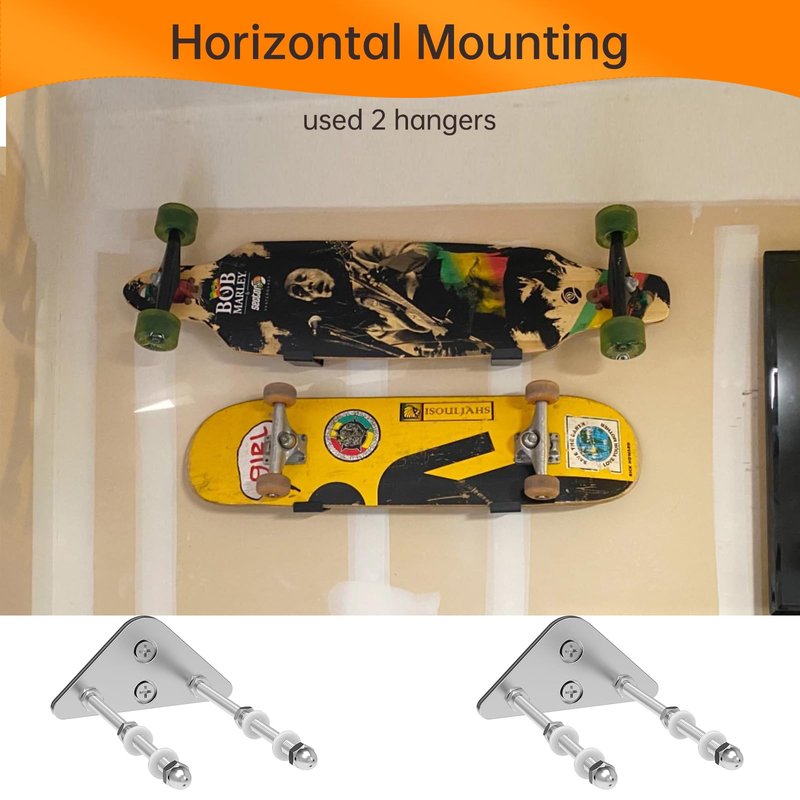 Skateboard Wall Mount Display(10 Packs),Aluminum Skateboard Hanger with Two Screw Holes,Skateboard Deck Storage for Home Decor, Skateboard Display Decor