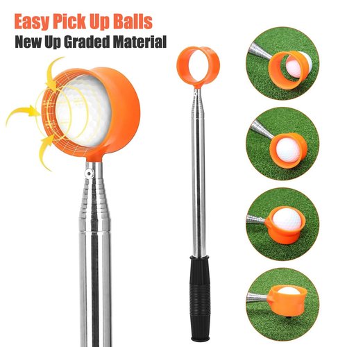 Golf Ball Retriever Telescopic, 12Ft Aluminum Alloy Golf Ball Retriever for Water, Ball Retriever Tool Golf Ball Grabber, Telescopic | Two-Sided | Easy Grab Ball | Golf Gifts for Men & Golfers