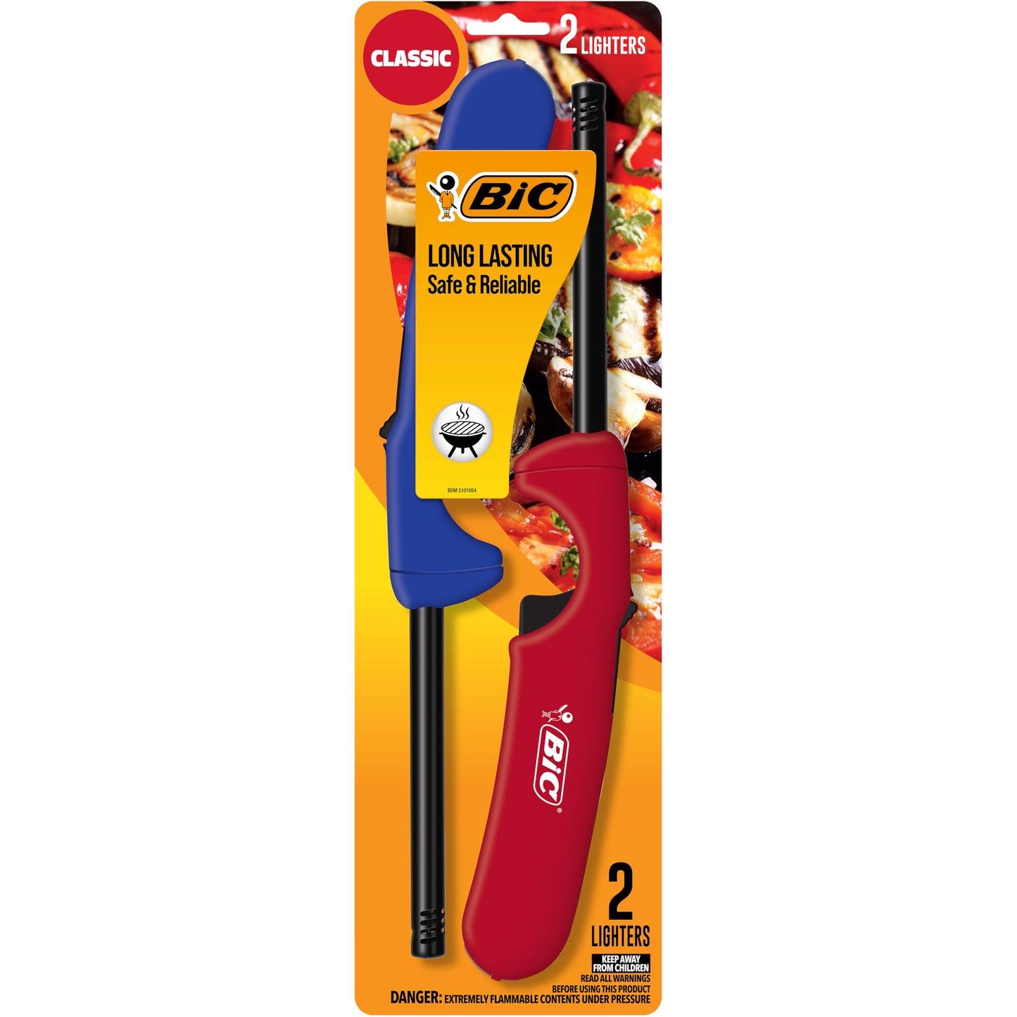 BIC Multi Purpose Lighter with Long Metal Wand, Classic Collection, Great Lighter for Candles, Grills and Fireplaces, 2 Count Pack of Lighters