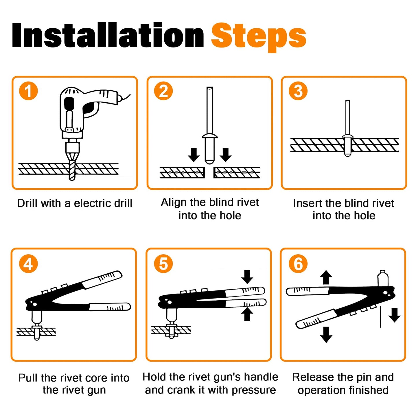 JTAREA 16Sizes Pop Rivets Kit 3/32 1/8 5/32 3/16 1/4 Inch Silver Aluminum Blind Rivet Assortment Set with Stainless Steel Washers (Pack of 130PCS)