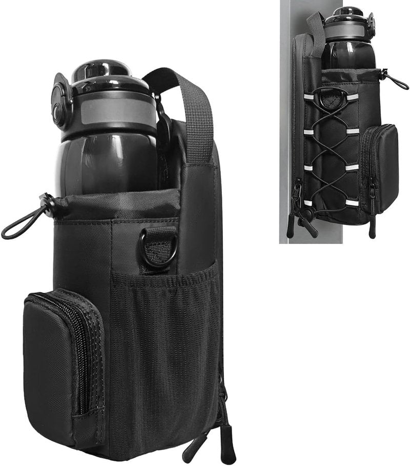 Magnetic Gym Bottle Bag Water Bottle Carrier Holder with Phone Pockets, Large Pockets, Gym Bag for Work