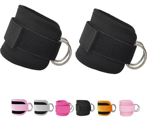 Fitness Ankle Straps - Comfortable Adjustable Padded Cuffs for Cable Machines | 2 Pack for Glute Workouts