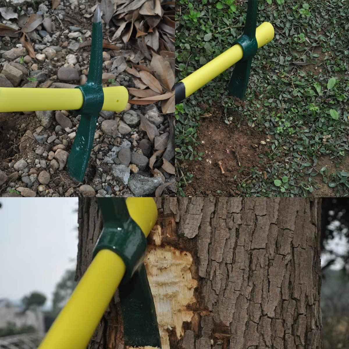 ESCULTORA 2PCS 18 Inches Steel Forged Pickaxe, Sturdy Durable Mattock Hoe, Weeding Pick Axe with Lightweight Plastic Coated Fiberglass Handle Suitable for Digging, Weeding, Gardening, Camping