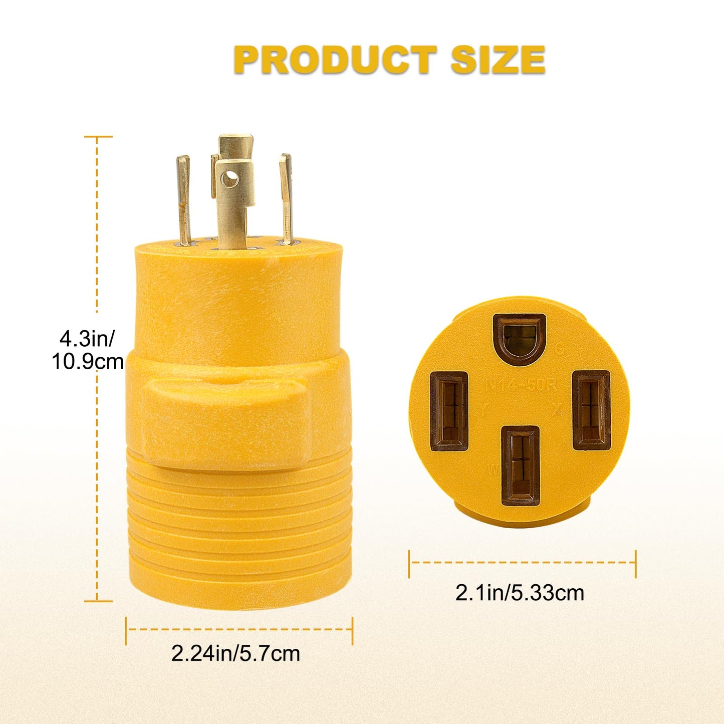 RV Generator Adapter Compatible with NEMA L14-30P to 14-50R 30 Amp to 50 Amp Locking Generator 4 Prong Heavy Duty for RV Trailer Camper Generator EV Level 2 Charging.