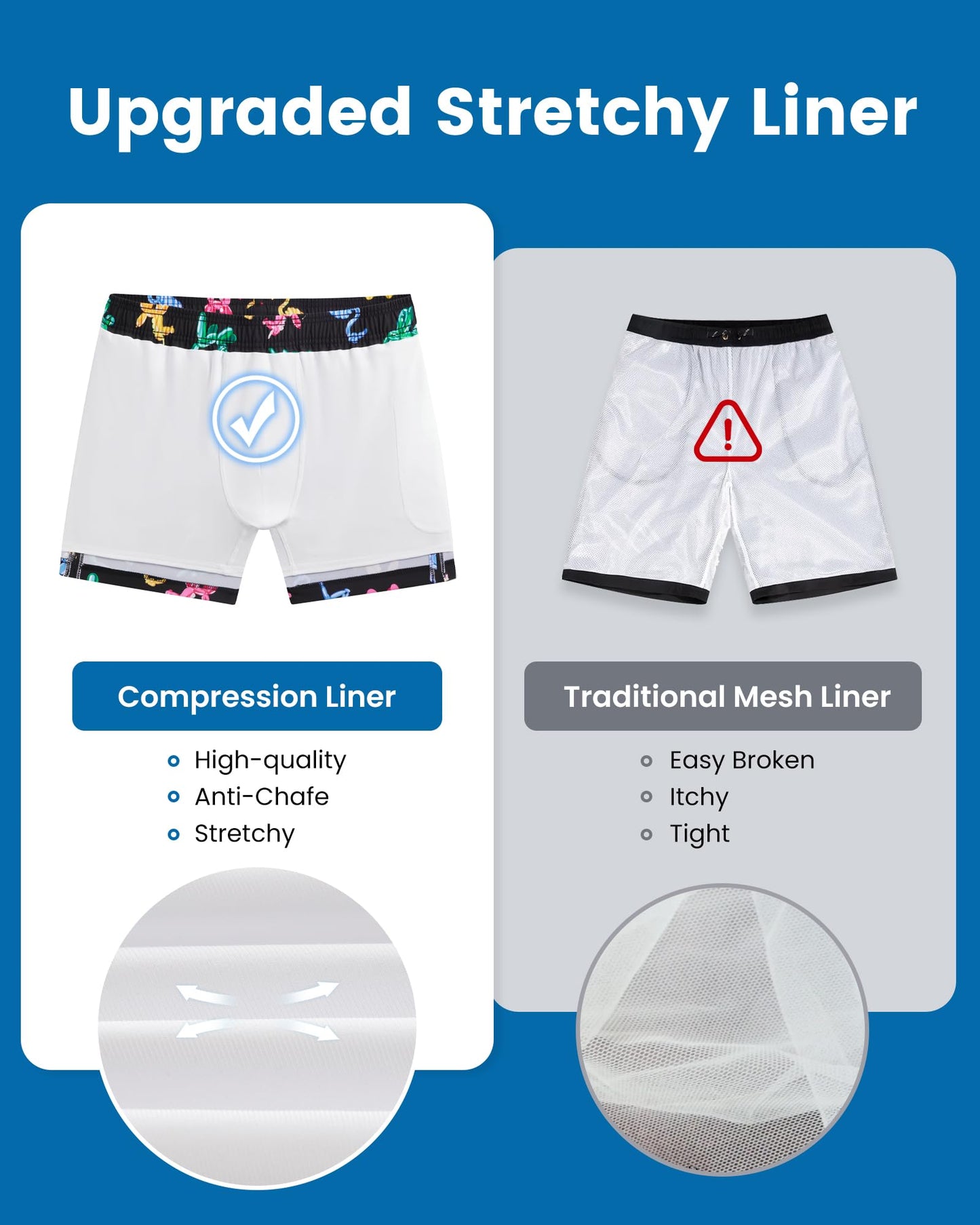 maamgic Mens Swim Trunks with Compression Liner 5 Inch, Quick Dry Bathing Suit with Zipper Pockets, Stretch No-Chafing Swim Shorts, Colorful Animals Medium