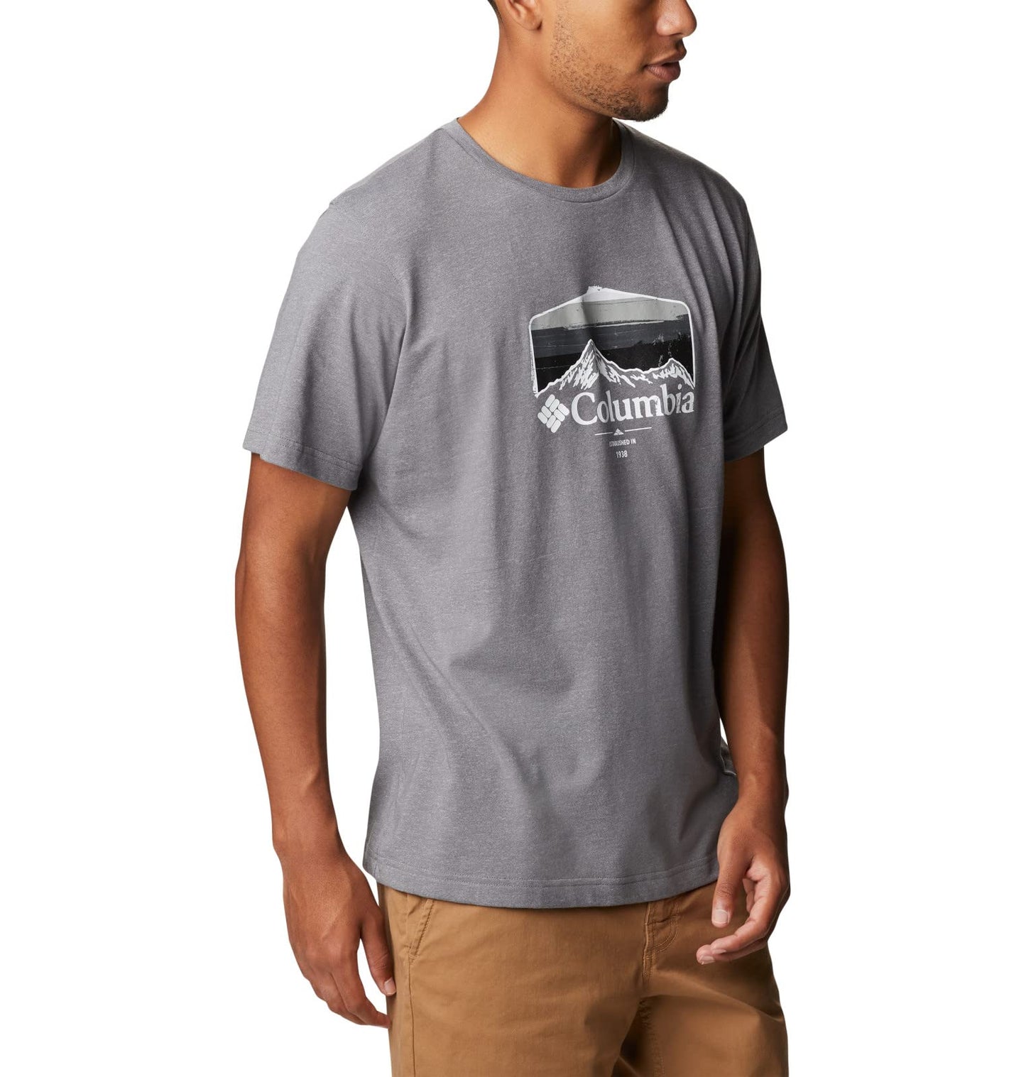 Columbia Men's Thistletown Hills Graphic Short Sleeve, City Grey Heather/Hikers Graphic, 4X Tall