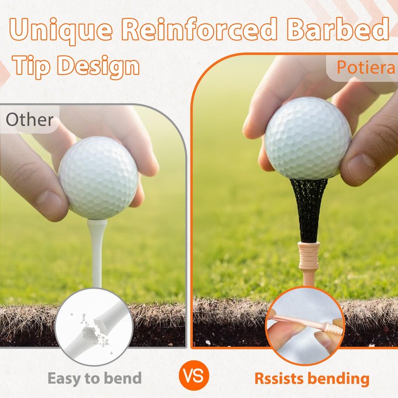 Potiera 6 Pack Golf Tees Plastic 3-1/4, Unique Golf Gifts for Men Golfers, Premium Golf Stuff Funny Golf Accessories for Men, Widened Top More Stable, Reduce Friction Side Spin, Enhanced Durability