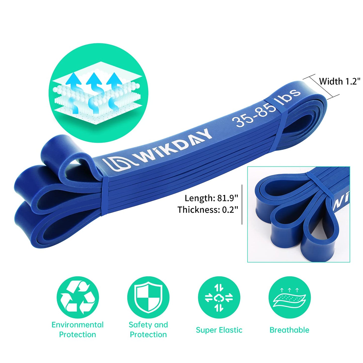 WIKDAY Resistance Bands, Pull Up Bands, Workout Bands for Exercise, Thick Heavy Resistance Bands, Elastic Bands for Body Stretching, Crossfit Training at Home/Gym for Men & Women