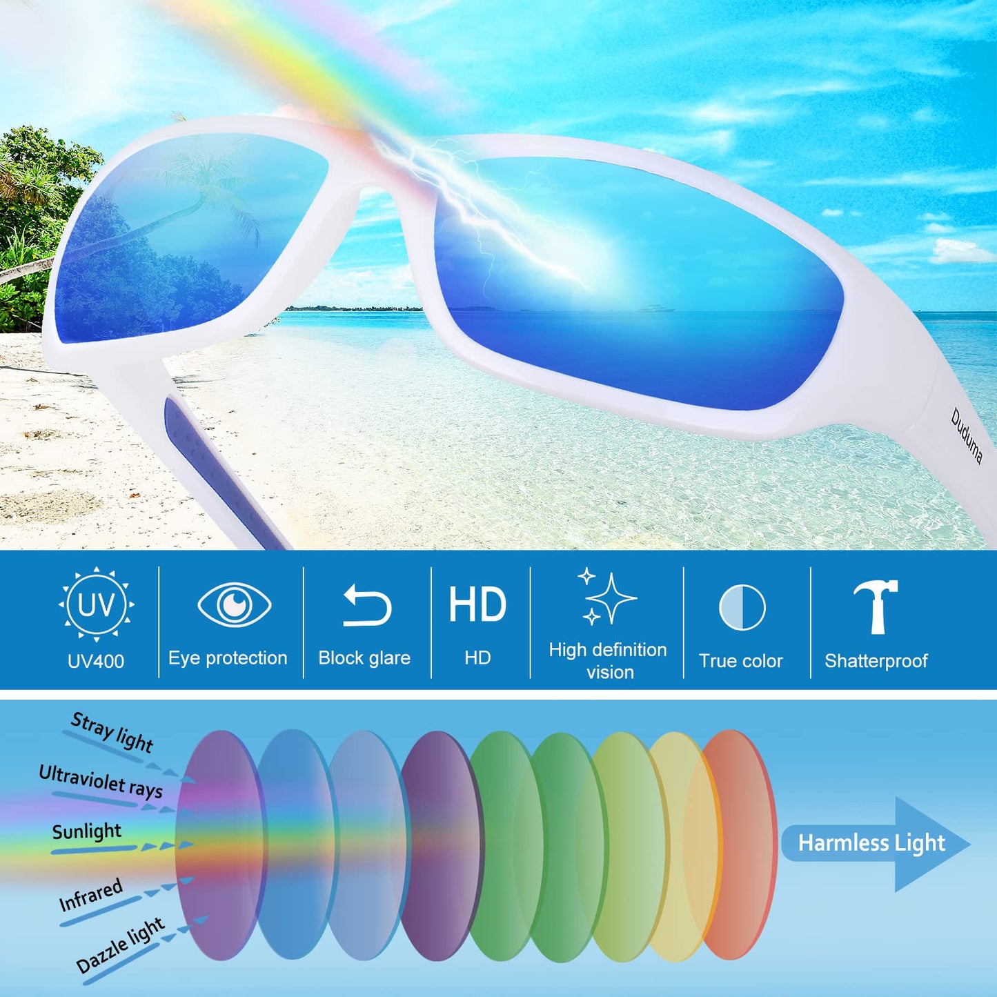 Duduma Tr8116 Polarized Sports Sunglasses for Men Women Baseball Cycling Golf Fishing