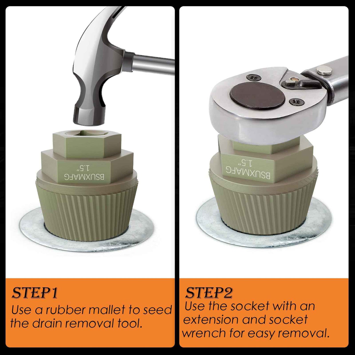 BSUXMAFG Bathtub Drain Remover Tool, 1-inch Socket Plating Coating Tub Drain Extractor, Remove The Old, Broken, Stubborn, Rusted Drain Tub Bathtub Stopper, Strong Grab Plumbing